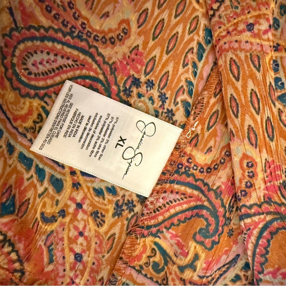 Jessica Simpson Sheer Paisley Maxi Dress in Rust and Blue - Picture 4 of 8